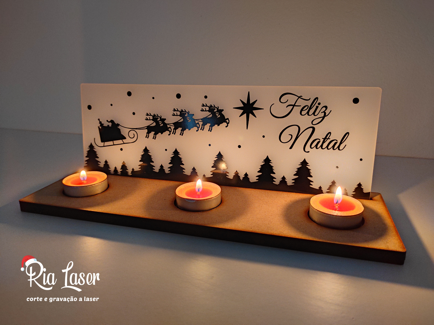 Luminária 3 velas - pai natal