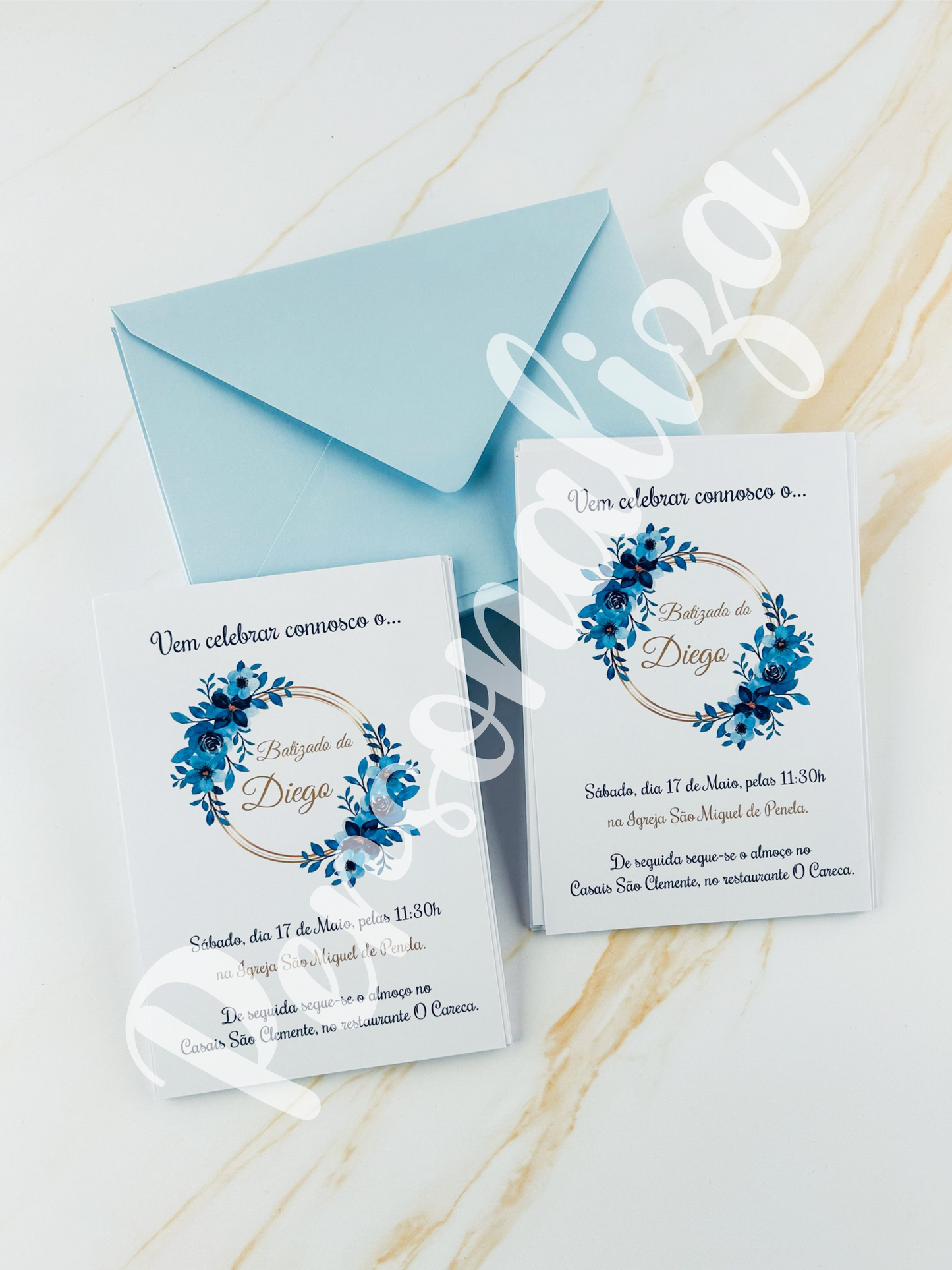 Convite - Floral Azul