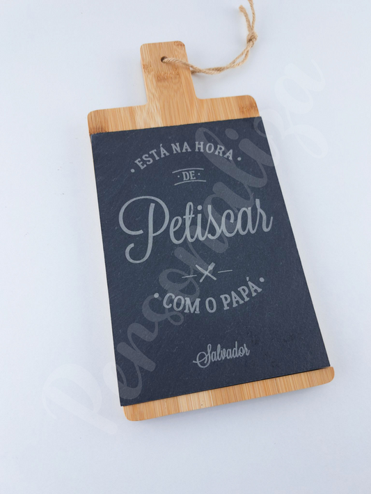 Tábua bambu e ardósia