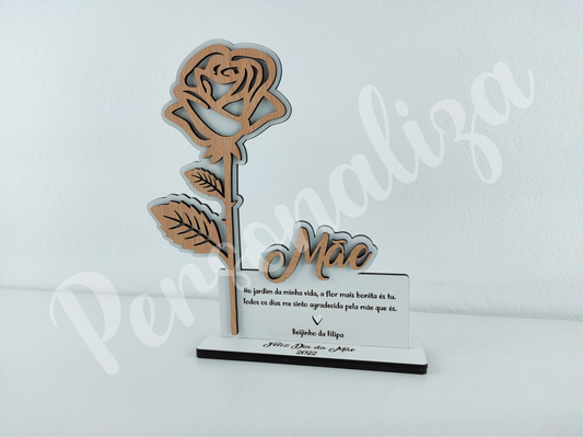 Placa c/ rosa e mensagem