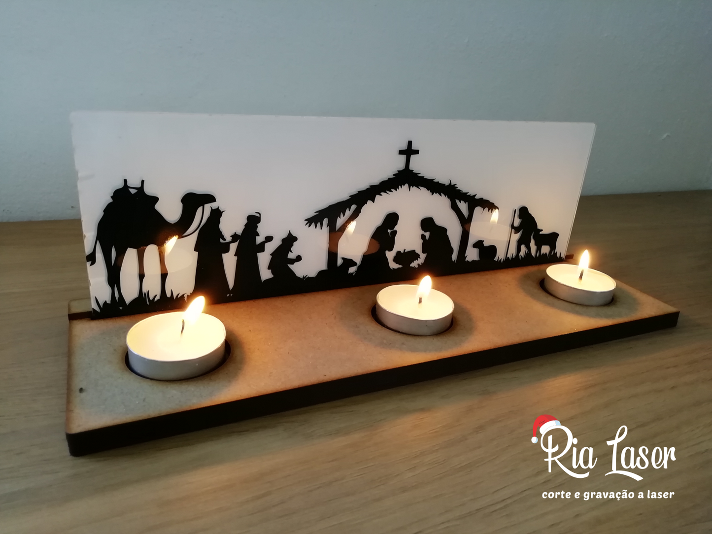 Luminária 3 velas - presépio