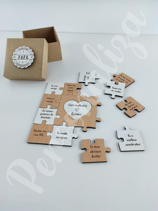 Caixa c/ puzzle - razões para gostar muito de ti papá